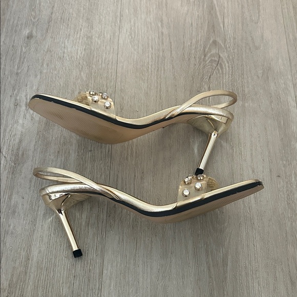 Zara Metallic Gold Sandals with Crystal Accents - Picture 7 of 7